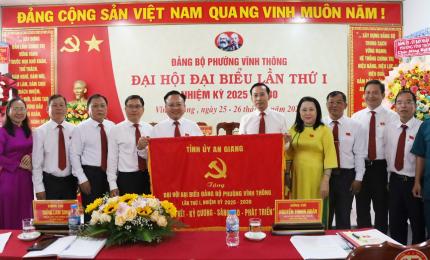  Ngày 25 và 26/8, Đảng bộ phường Vĩnh Thông (tỉnh An Giang) tổ chức Đại hội đại biểu lần thứ I (nhiệm kỳ 2025 - 2030); Phó Bí thư Thường trực Tỉnh ủy, Chủ tịch HĐND tỉnh An Giang Nguyễn Thanh Nhàn dự và chỉ đạo đại hội.